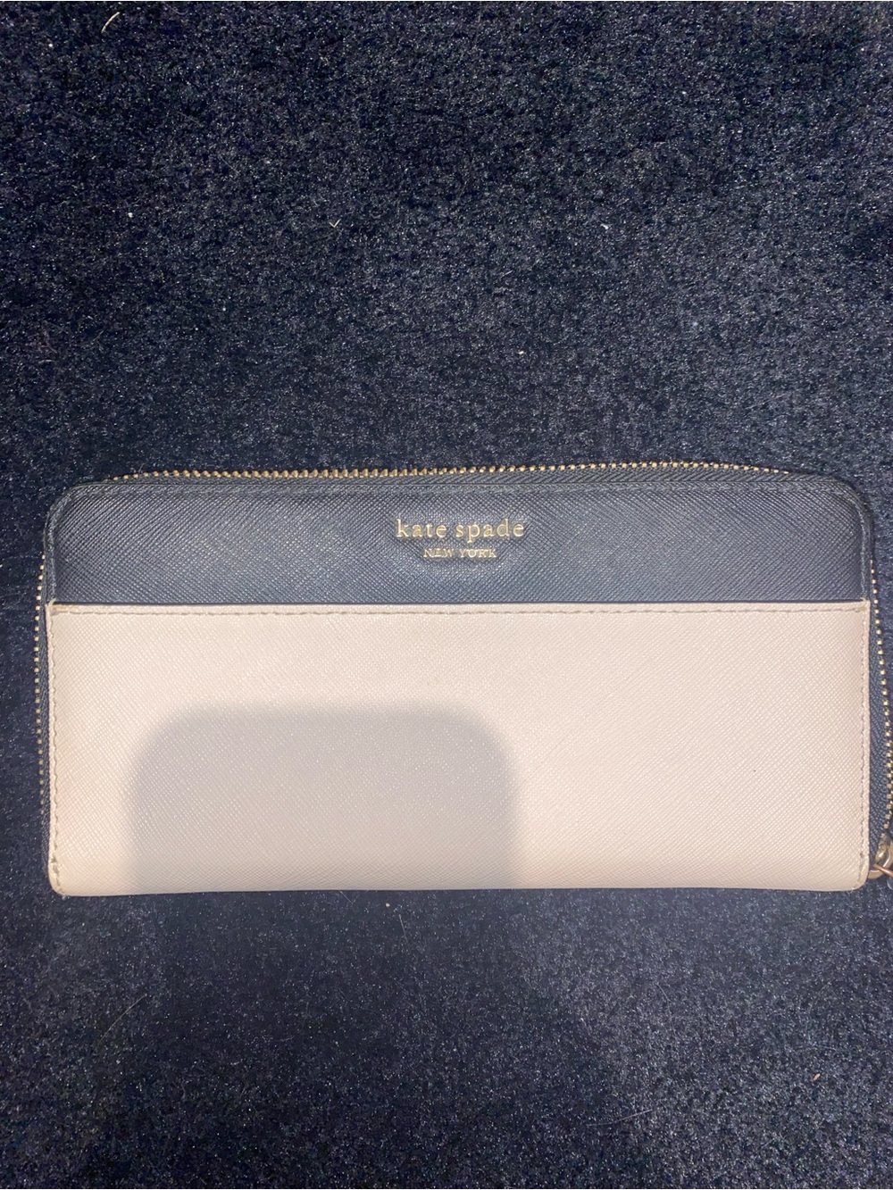 kate spade Black and Cream Zip-Around Continental Wallet